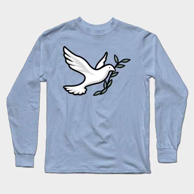 Dove with Olive Branch Long Sleeve T-Shirt by hobrath